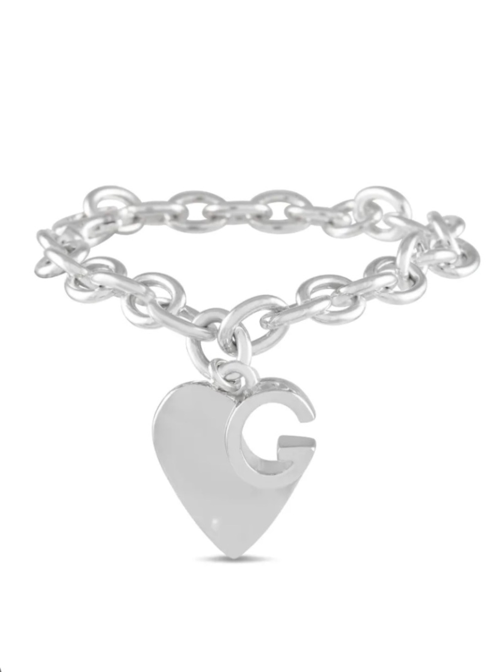 GUCCI Sterling Silver G Heart Charm Link Bracelet - brand new in box